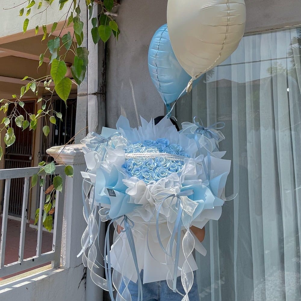 Preserved Baby Blue Roses