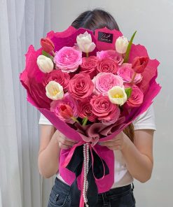 Hot Pink Roses Tulips